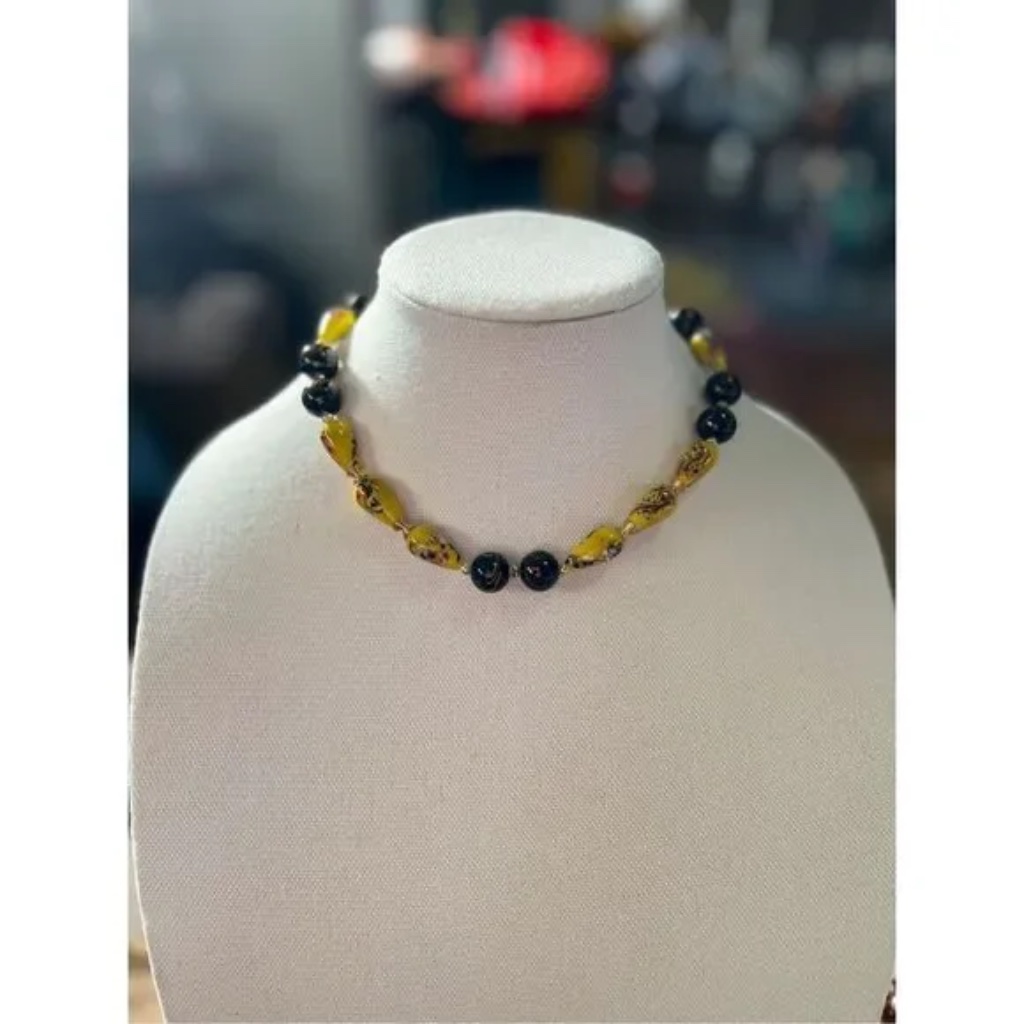 Elegant Necklace Collection Vintage Beaded Choker, Lapis Lazuli Pendant, Pearl
